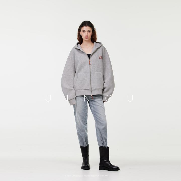 黑标高克重复合空气层定制立体刺绣连帽卫衣外套JG12240114