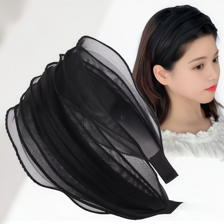 卿之所饰发卡发箍加宽欧根纱荷叶边头箍气质网红百搭遮白发头饰女