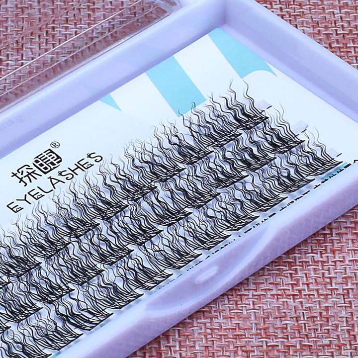 新手泡面波浪羊毛卷假睫毛极细梗浓密毛流感仿真单簇懒人混血亚裔