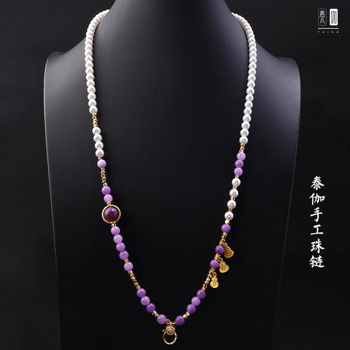 非金属仿珍珠项链 泰伽佛牌链吊坠绳唐卡项链文玩挂绳 珍珠贝快拆