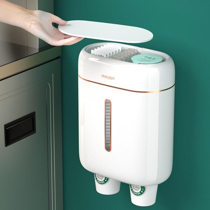 美简纸杯架取杯架放一次性杯子收纳神器饮水机自动落杯器置物架子