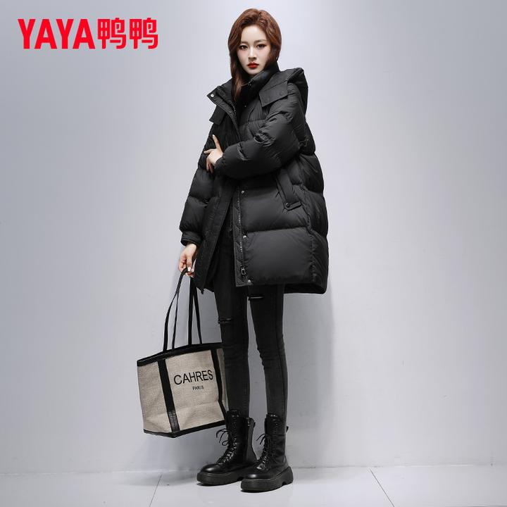 YAYA/鸭鸭女款女2025冬季新款宽松加厚休闲面包服中长款羽绒服