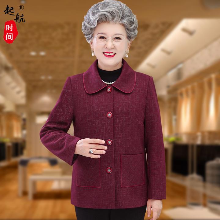 奶奶秋装外套女中老年人加厚妈妈装冬装上衣老人太太衣服休闲气质