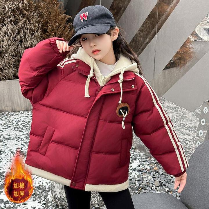 女童冬季棉服2024新款女孩洋气儿童假两件棉衣加厚中大童短款外套