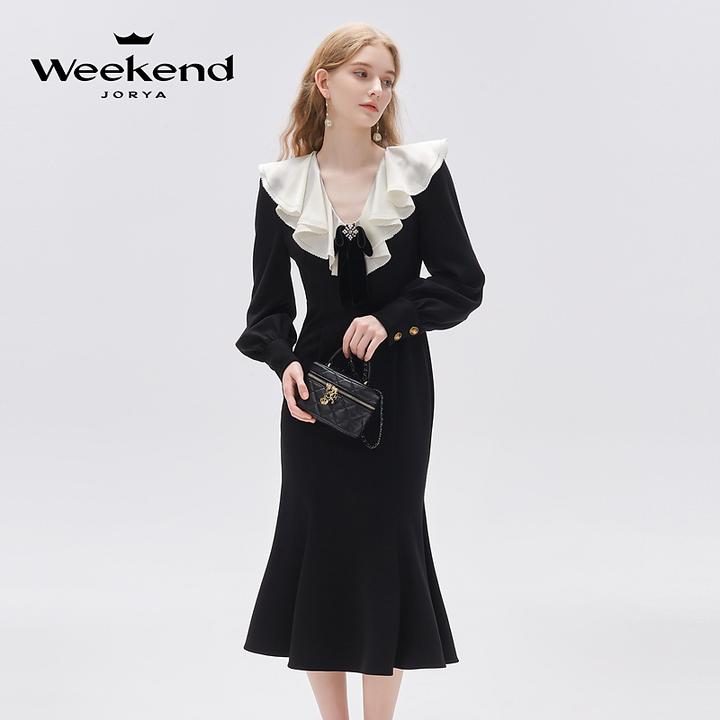 卓雅周末千金风优雅荷叶边鱼尾气质女装高级感连衣长裙EJWDCX10