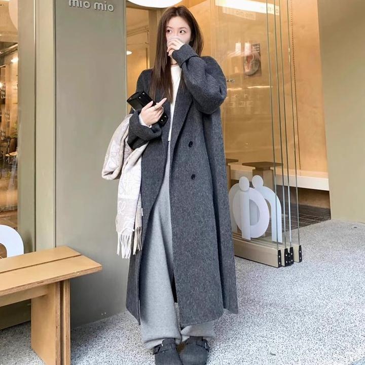 毛呢大衣女胖mm200斤多加长款秋冬季加厚高级感显瘦大码呢子外套