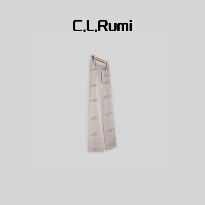 【Rumi时装】高定 轻奢百搭显瘦女士翻边直筒休闲西裤4914kz