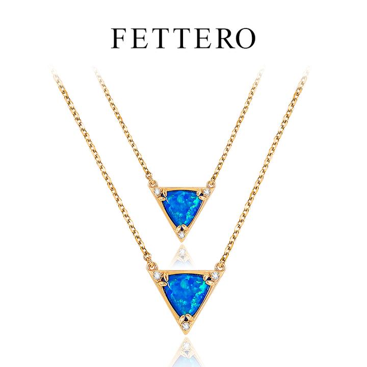 fettero 铜合金项链 【金色大三角澳宝项链】气质蓝色轻奢欧美