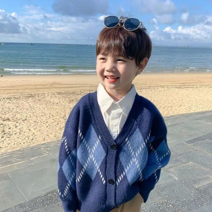 儿童针织开衫秋冬款小童秋季新款男童毛衣洋气男宝宝秋装外套韩版