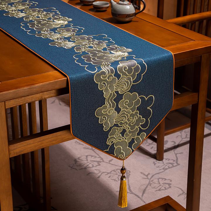 新中式禅意桌旗桌布餐桌电视柜茶台茶几茶席轻奢茶旗茶桌高端垫布