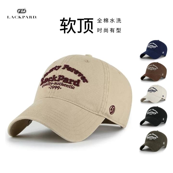 LACKPARD棒球帽女四季全棉软顶大帽檐显脸小鸭舌帽男户外百搭帽子
