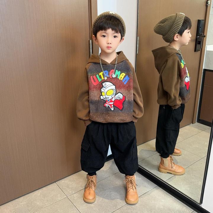 巴拉斋新品奥特曼衣服男童卫衣秋款套装2024新款痞帅儿童春秋季痞