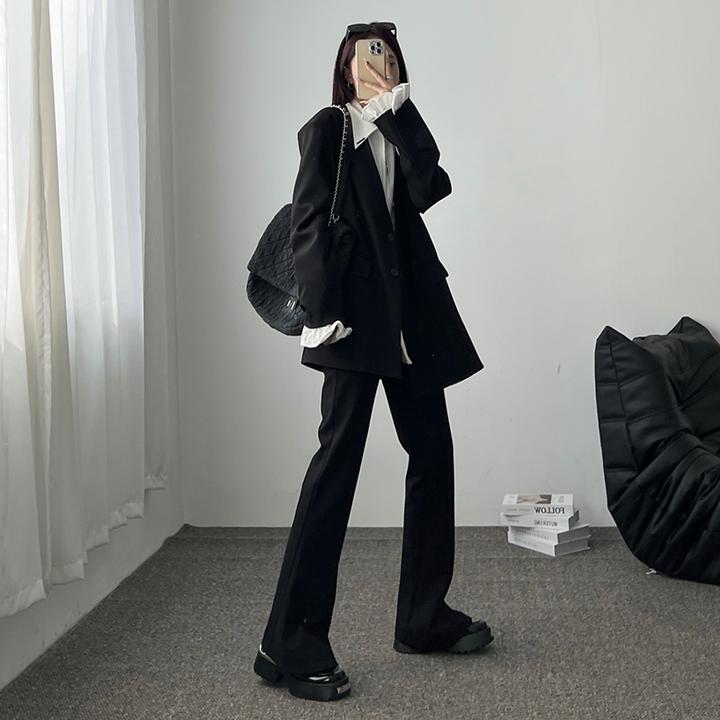 fuccykee秋冬百搭神裤马蹄裤女弹力修身长裤高腰微喇叭显瘦休闲裤