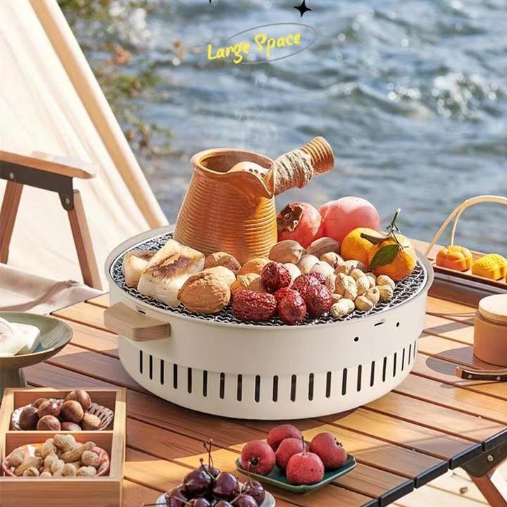 围炉煮茶户外露营野外木炭烧烤炉家用多功能耐用无烟烤肉架