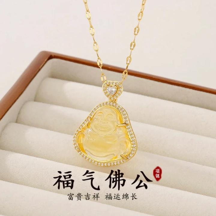 钛钢吊坠 精美新中式国潮佛公吊坠女款个性时尚高级感锁骨链