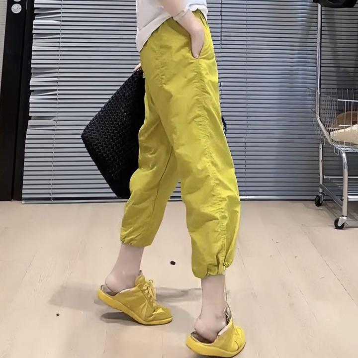 梨形显瘦大码薄款速干工装束脚裤子女士2024年夏季新款九分休闲裤
