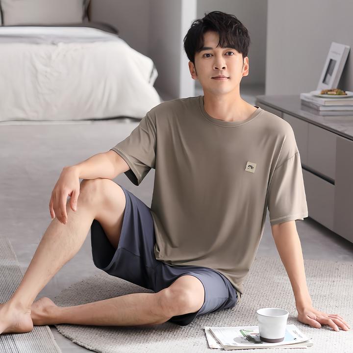 睡衣男夏季短袖短裤薄款家居服男士夏天休闲宽松柔软舒适两件套装