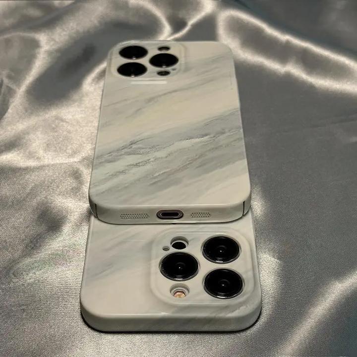 灰白大理石适用苹果16promax手机壳iPhone15双层14Pro菲林