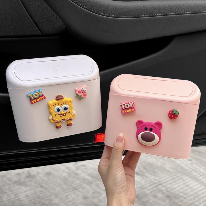 车载垃圾桶汽车内用前排挂式可爱卡通高颜值网红汽车后座雨伞收纳