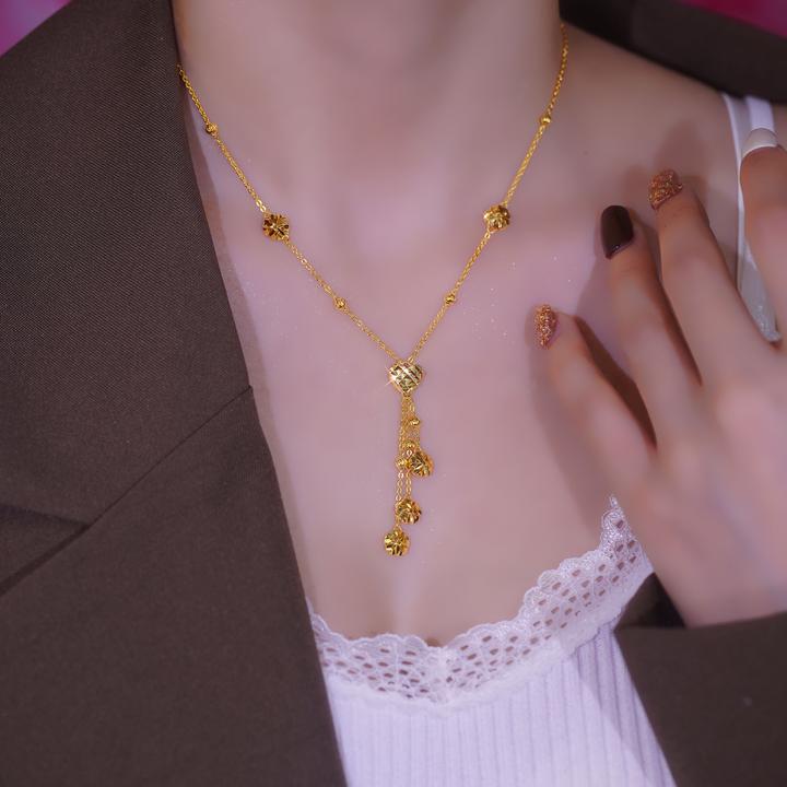 铜合金吊坠 花开富贵轻奢金色时尚项链首饰女士女款可调节百搭