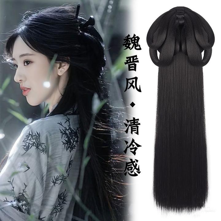 汉服发饰假发古风一体式战国袍假发包盘发发髻古装头饰垫发造型
