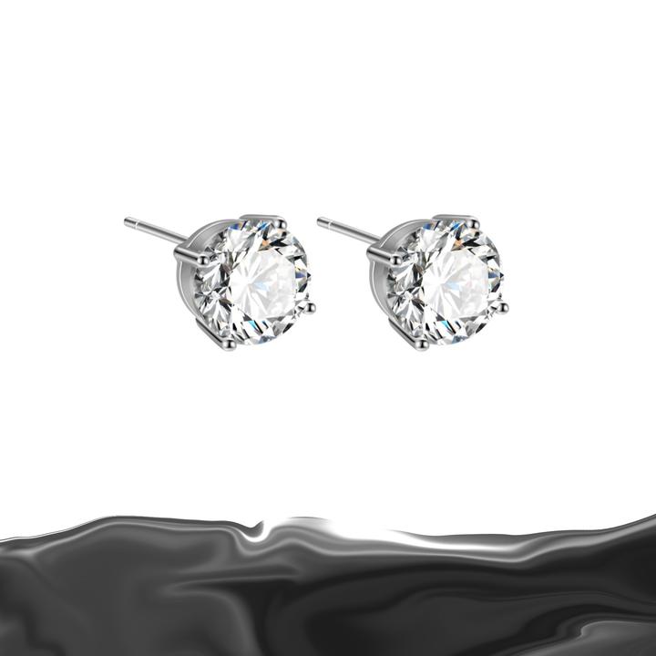 925银合成锆石耳饰 【心跳耳饰】简约四爪超闪男生耳钉TB 2447