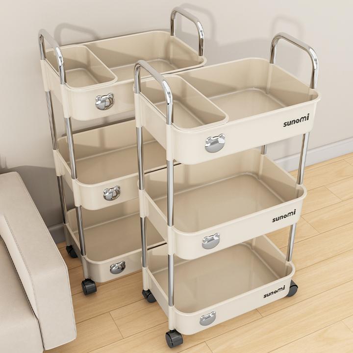 优勤厨房置物架浴室卫生间可移动多层置物架落地推车夹缝收纳架