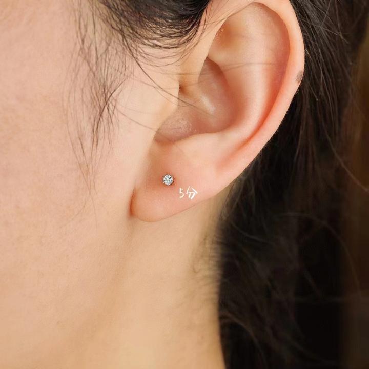 18k六爪钻石耳钉 经典六爪真钻 天然南非真钻 送礼螺丝款耳钉免摘