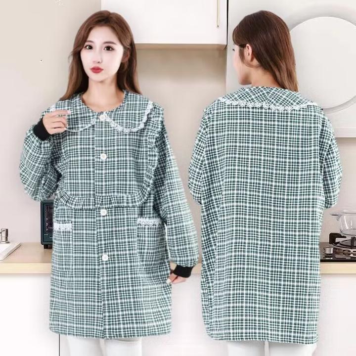 韩版时尚新款纯棉围裙厨房家用洋气高端罩衣女外穿防油耐脏工作服