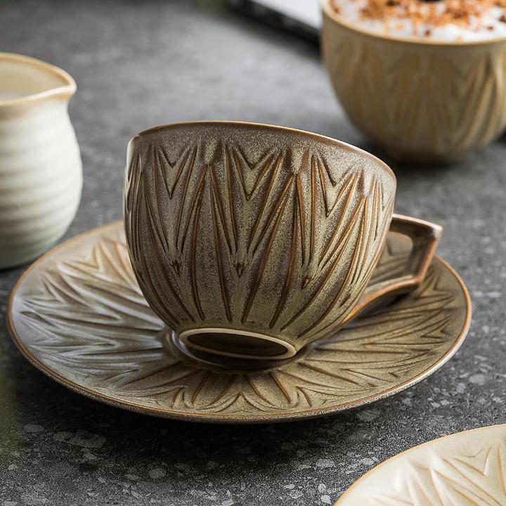 造器复古咖啡杯碟套装日式拉花杯法式小奢华陶瓷手冲杯子创意水杯