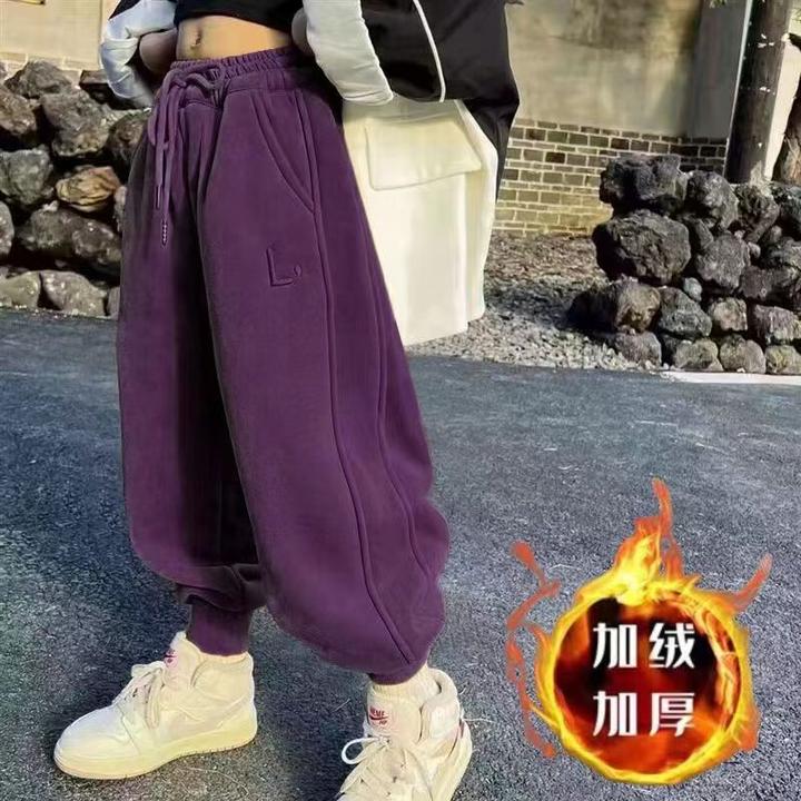 冬季男童女童儿童裤子中大童冬季一体绒棉裤秋冬保暖加厚休闲裤潮