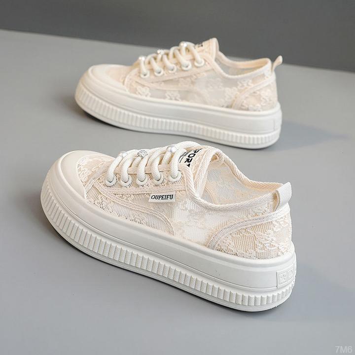 百搭小白鞋运动休闲鞋夏季透气女鞋平底时尚2025新款厚底饼干鞋女