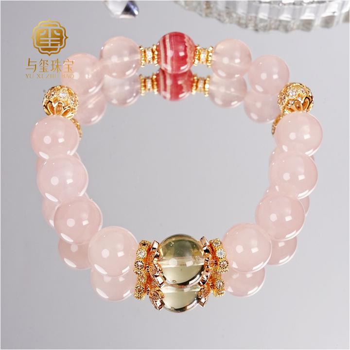 【满春风】天然水晶女士手串红纹石粉水晶