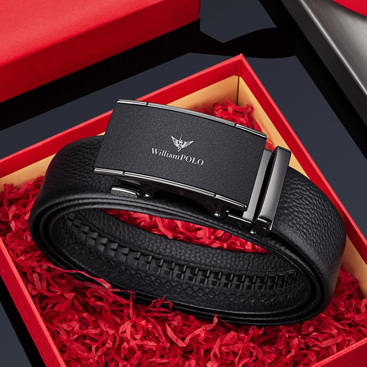 WILLIAMPOLO真皮皮带新款年轻人自动扣腰带商务休闲百搭时尚裤带