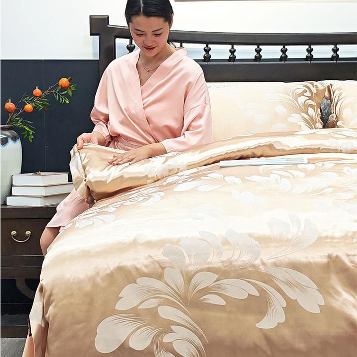 贡缎色织提花四件套轻奢加厚保暖秋冬床单被套被罩单人床上用品