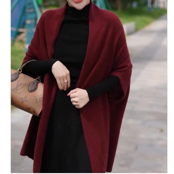 轻奢披肩外套女针织衫开衫蝙蝠衫宽松显瘦气质中长款秋冬上衣X83