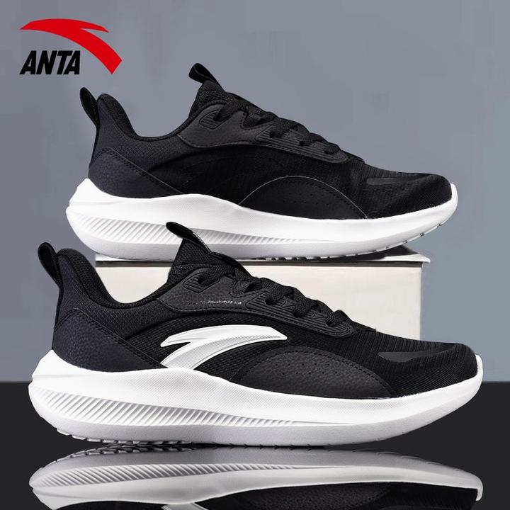 安踏男鞋跑步鞋2025新款秋季网面透气减震软底休闲鞋黑色运动鞋男