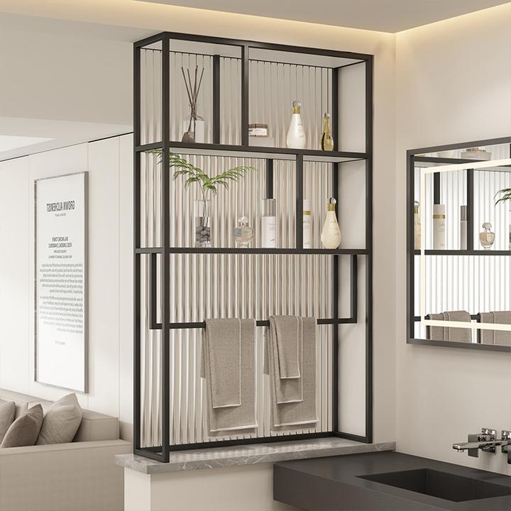 长虹玻璃半墙卫生间干区洗手台挂毛巾洗手台玻璃屏风隔断