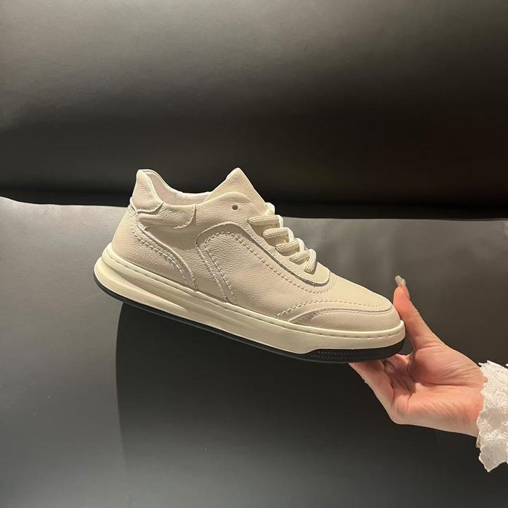 新款头层牛皮男士小白鞋秋冬休闲运动板鞋百搭透气厚底潮流男鞋