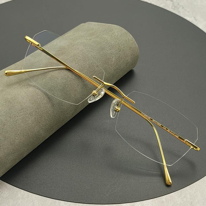 纯钛眼镜男大脸近视可配有高度数加散光防蓝光变色无边框眼睛片女