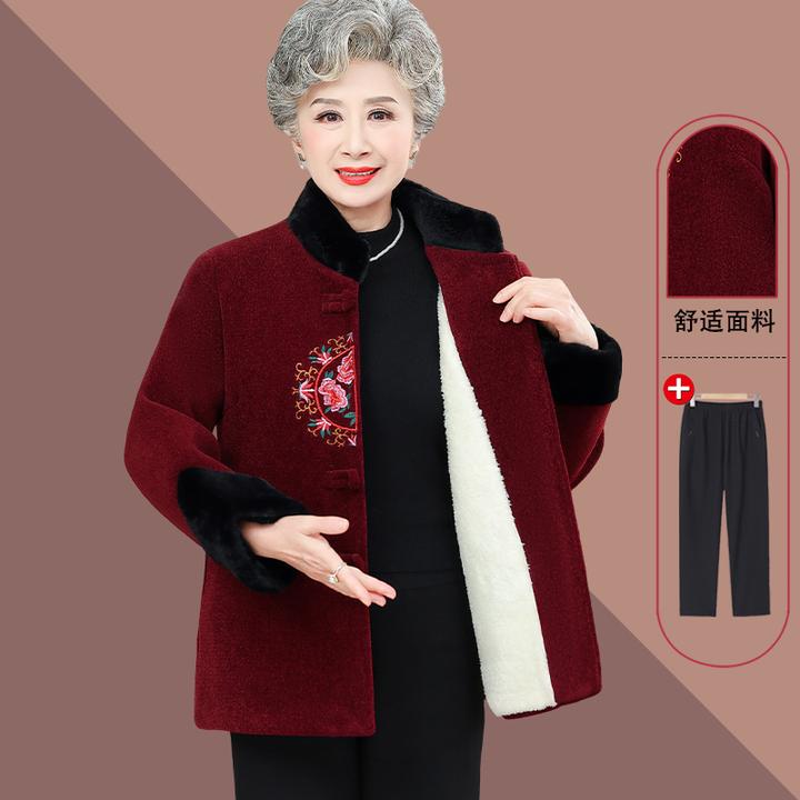 新款老太太冬季加绒加厚保暖棉衣外套70岁80岁奶奶高贵洋气衣服女