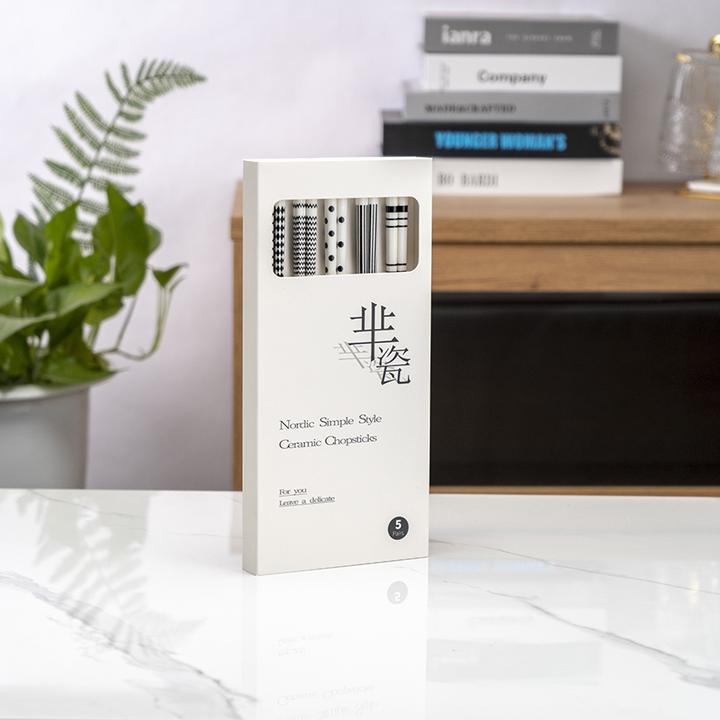 芈瓷轻奢陶瓷筷子 赫本风 简约时尚创意高档防霉家用筷防滑盒装