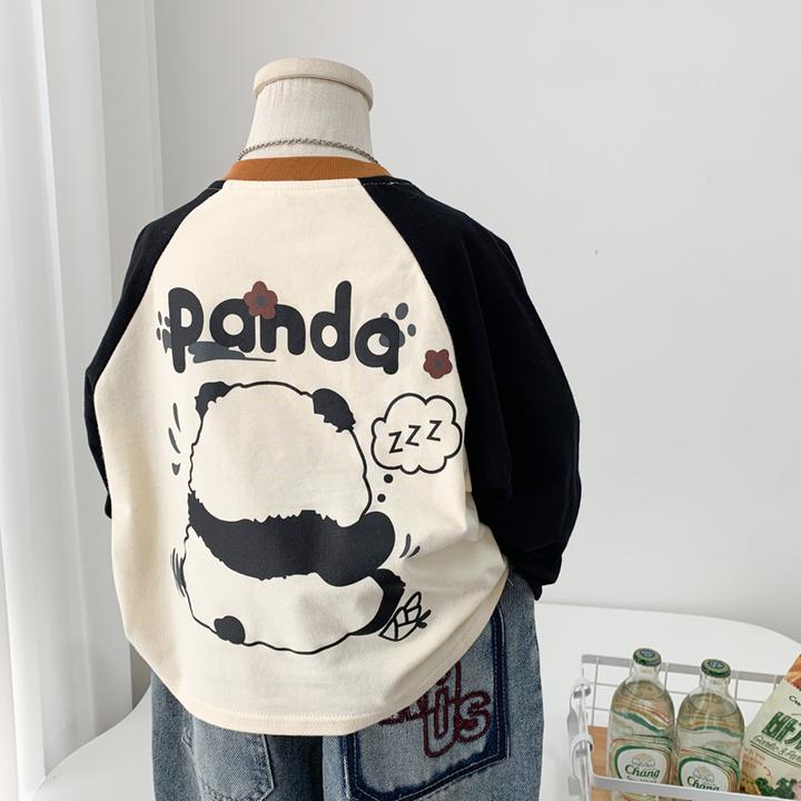 男童纯棉T恤2025新款儿童圆领卡通插肩袖打底衫小童休闲洋气百搭t