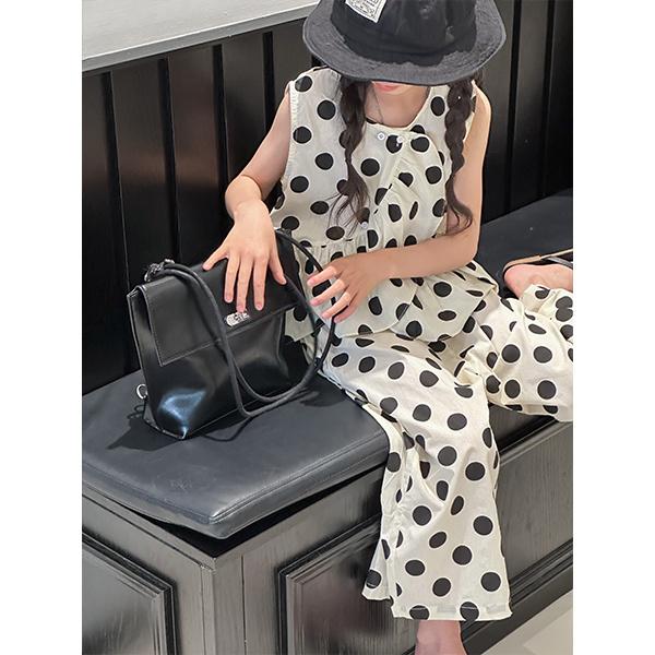 K22720韩国童装斜襟女童夏季套装儿童波点两件套2025夏装新款时髦