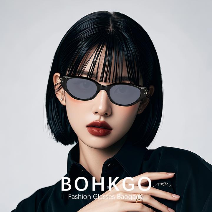 宝港眼镜潮流时尚太阳镜防晒防紫外线开车专用大框女猫眼偏光墨镜