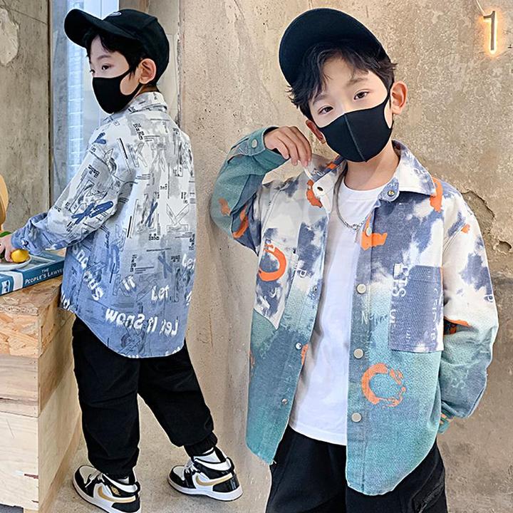 男童衬衫外套春秋款薄款2024新款痞帅男孩秋季上衣儿童男大童秋装