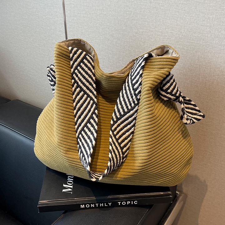 休闲包包女式2025年秋季新款单肩包大容量托特包灯芯绒上课通勤包