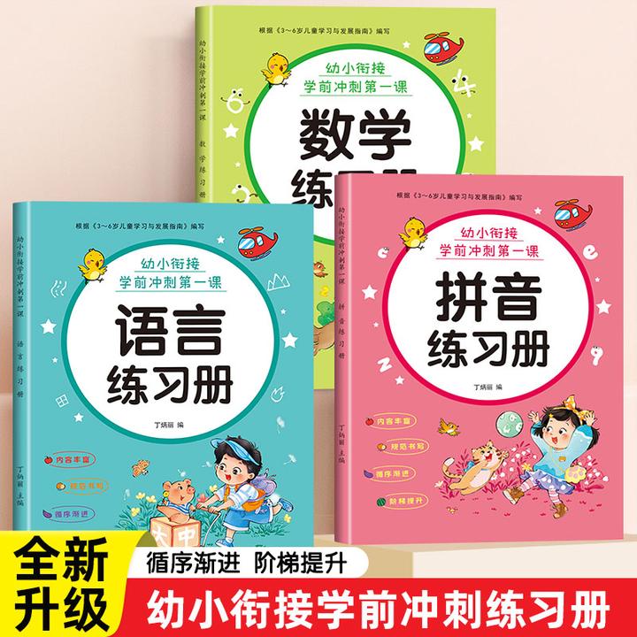 幼小衔接练习册幼升小全套训练教材拼音/数学/语文每日一练练习册