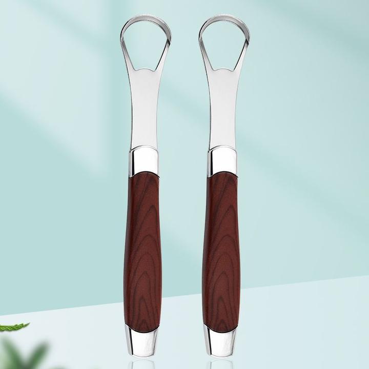 德工不锈钢刮舌器德国工艺舌苔清洁工具木纹手柄舌苔清洁护理便携