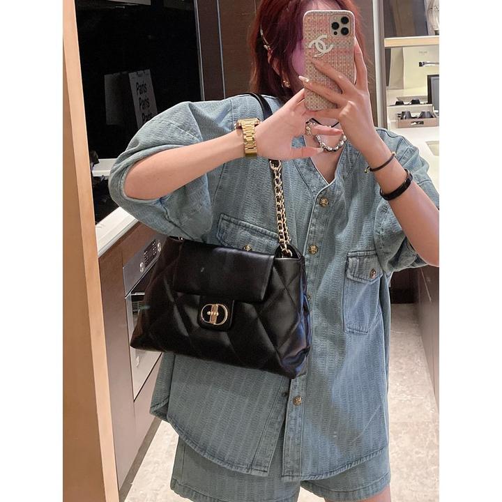 轻奢感菱格链条大容量托特包包女2024新款斜挎单肩通勤大包腋下包